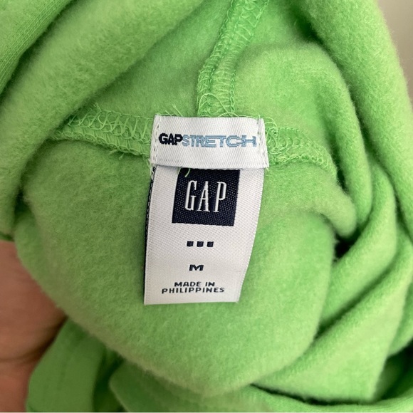 Vintage Y2K Gap Spellout Logo Kelly Green Fleece Sweatshirt Hoodie Size Medium - Picture 4 of 5